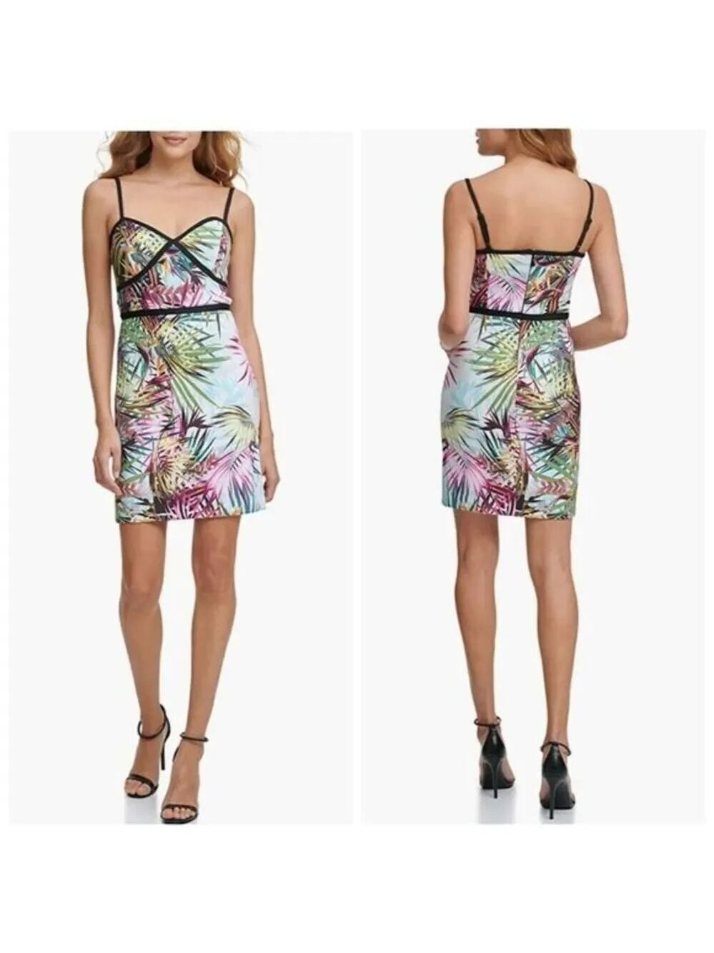 Guess Scuba Tropical Spaghetti Straps Mini Dress